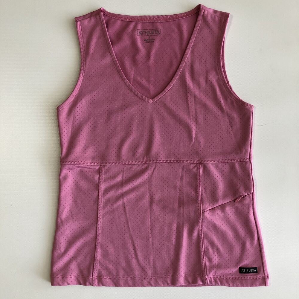 Athleta Women's Zipped Pocket Sleeveless Contoured Tank Top Pink Sz S